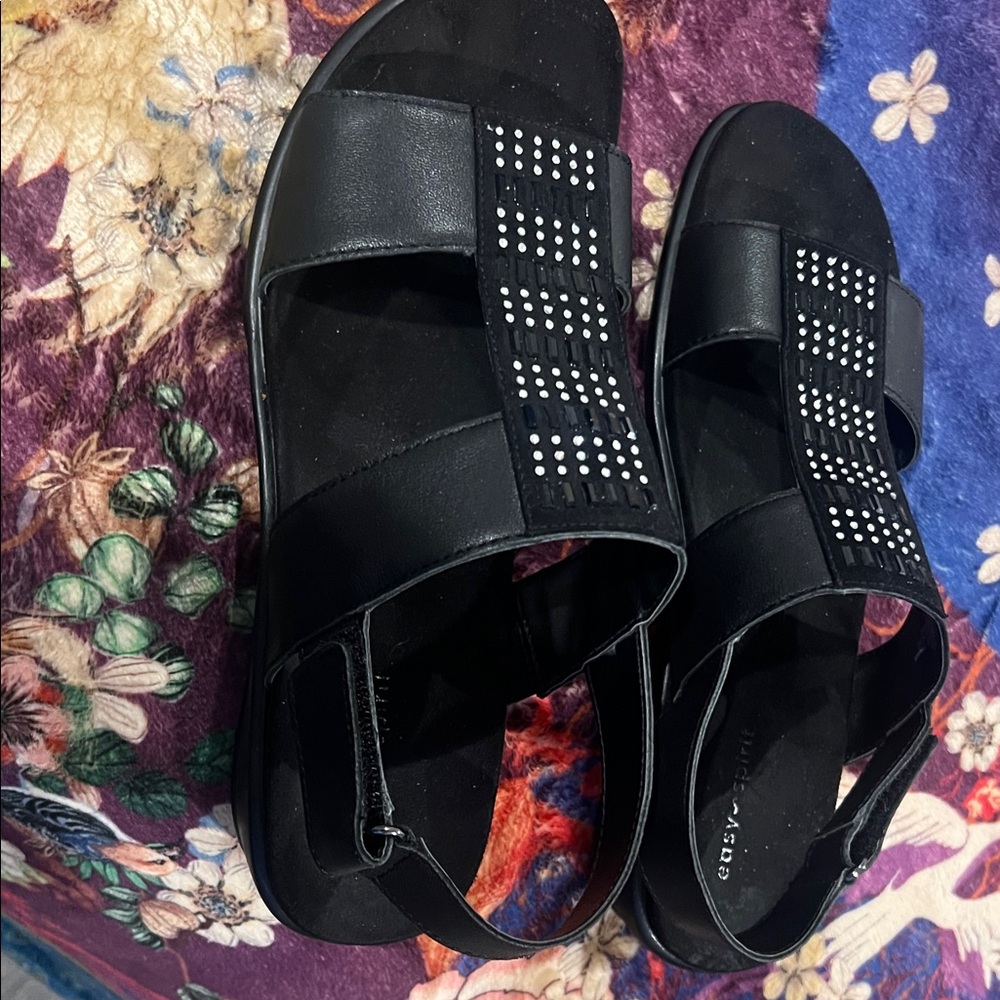 Easy Spirit Black Studded Sandals